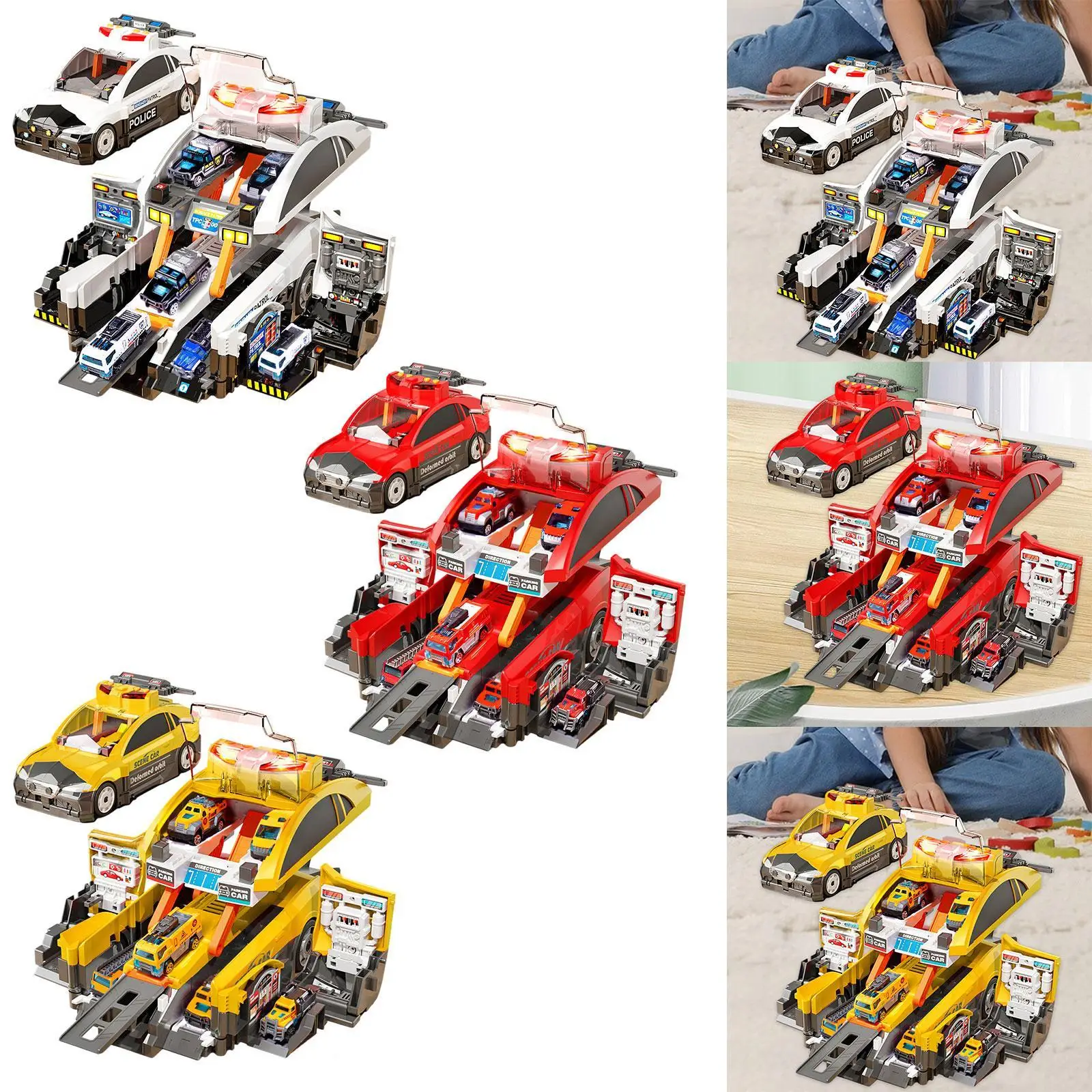 Car Toy Set for Kids Deformation Toy Car Carrier Truck Toy with 6 Small Alloy Cars for Kids Boys Girls Age 3-5 Birthday Gift