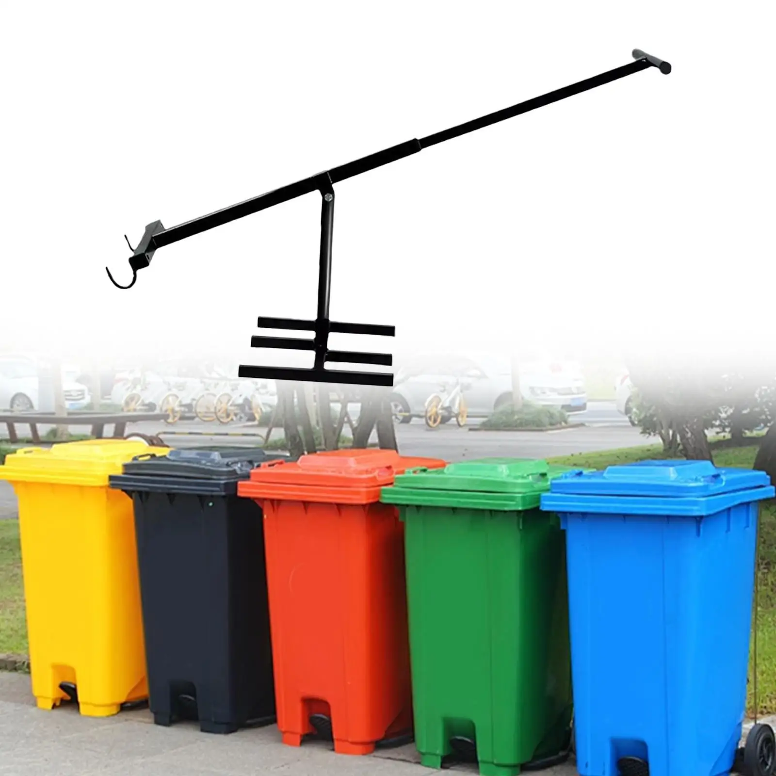 Manual Trash Compactor Tool Heavy Duty Sturdy Iron Compacting Trash Can Tool, Efficient Touchless Trash Bin Compactor