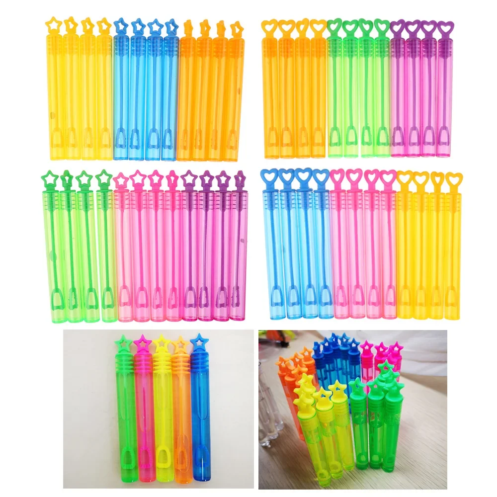 Varita de burbujas de estrella colorida para niños, tubo de botella de jabón, decoración de boda, suministros para fiesta de cumpleaños, Baby Shower, juguete para niños, 1/6/12/24 Uds.