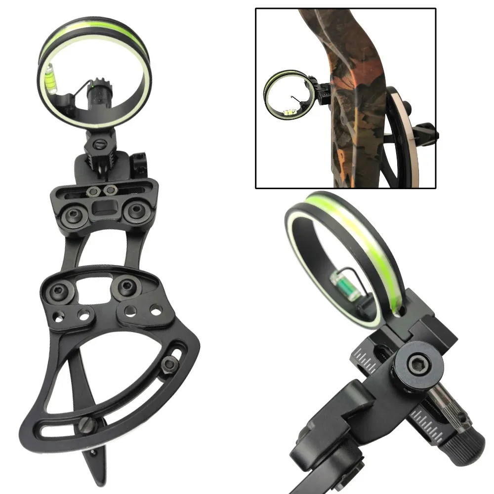 

1pc CNC Aluminum Alloy Archery Bow Sight 0.019 Optical Fiber Fine-Tuning Aiming Tool for Archery Compound Bow Shooting Hunting