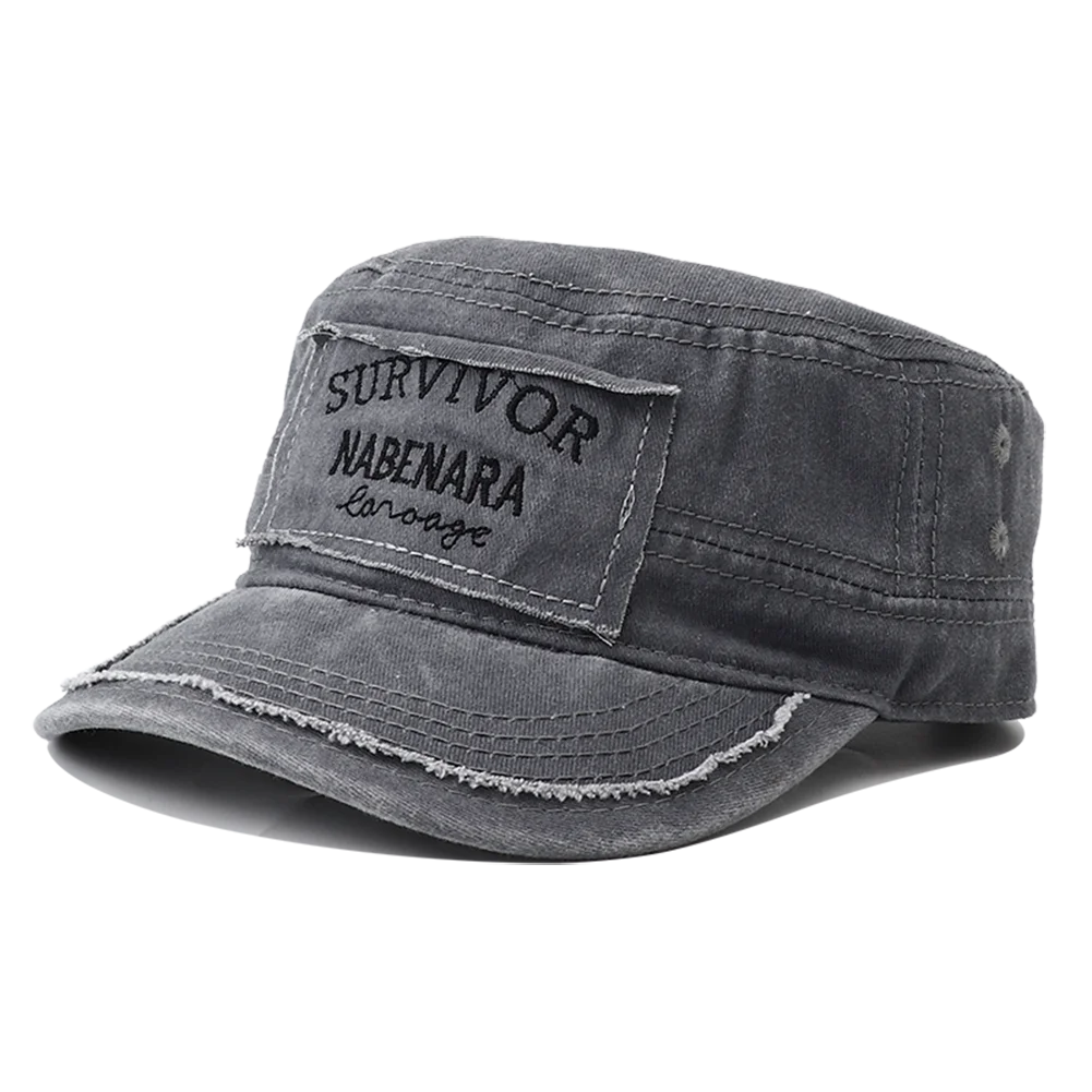 2024 New SURVIVOR Embroidery Military Flat Top Hat Men's Washed Cotton Peaked Hat Unisex Army Baseball Caps for Women Men Gorras