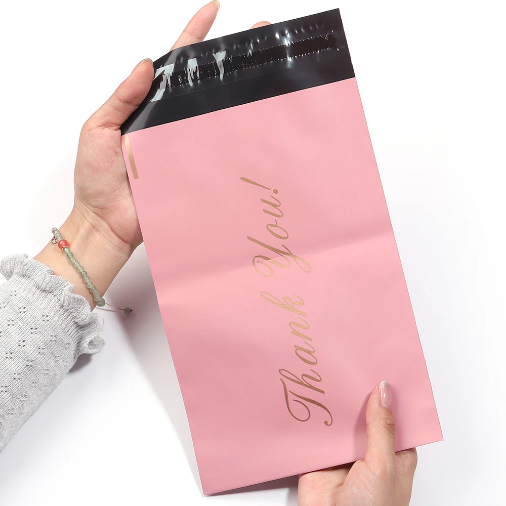 5-10PCS Thank You Pink Plastic Self Adhesive Seal Poly Pouch Waterproof Shipping Packing Envelopes For Express Pack Protect Bag