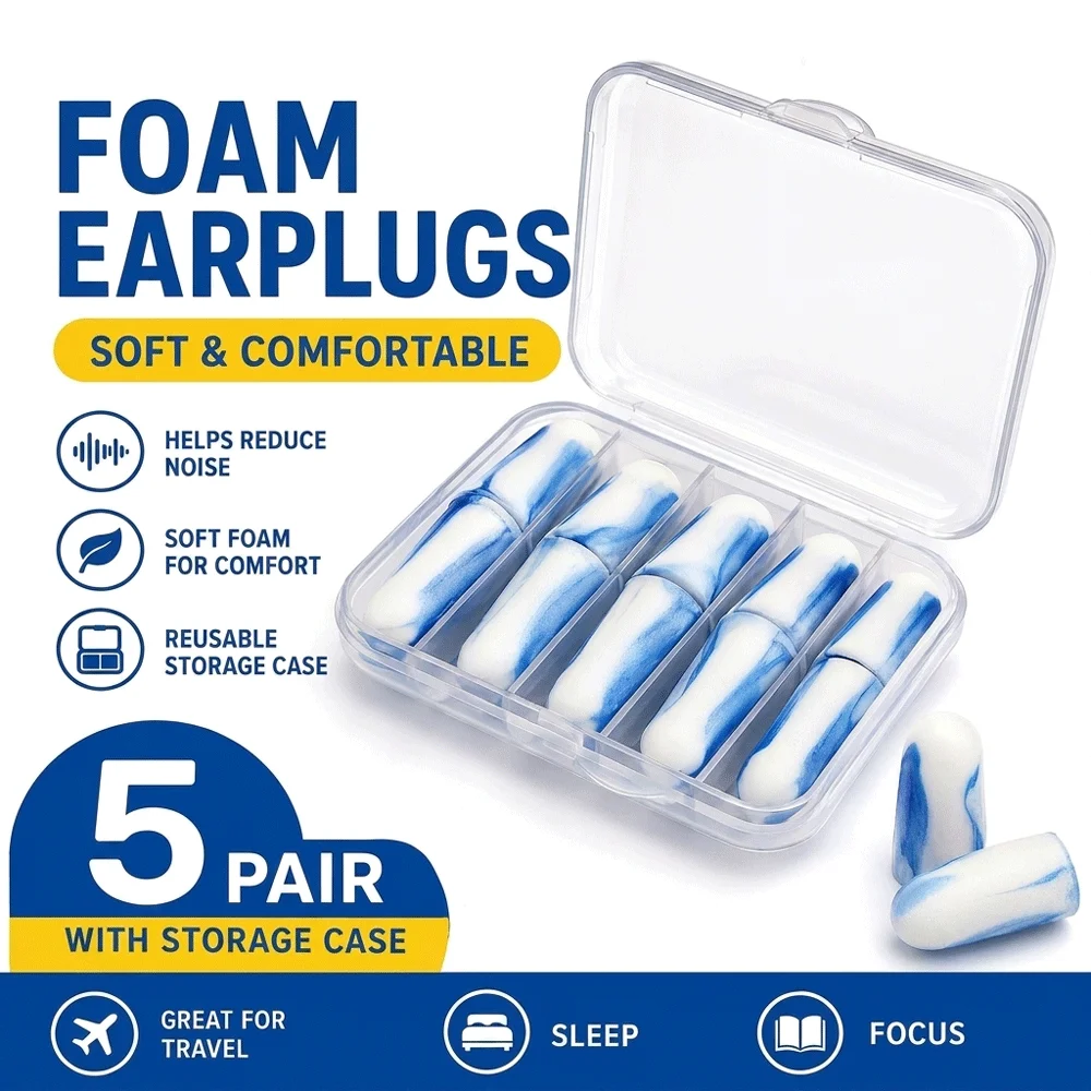 Foam Earplugs,Sleep EarPlugs Noise Reduction, Soft Noise Cancelling Foam Earplugs for Sleeping,Working,Travel,study
