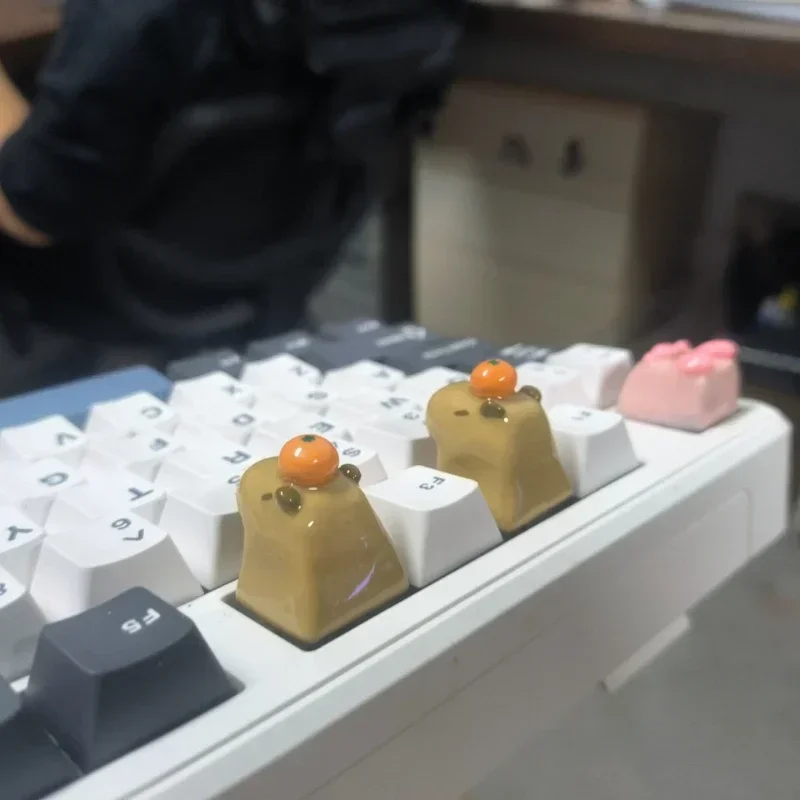 ECHOME Cute Capybara Keycap Anime Key Cap 3D Resin Keyboard Cap Custom Kawaii Key Cap for Mechanical Keyboard Accessories Gift