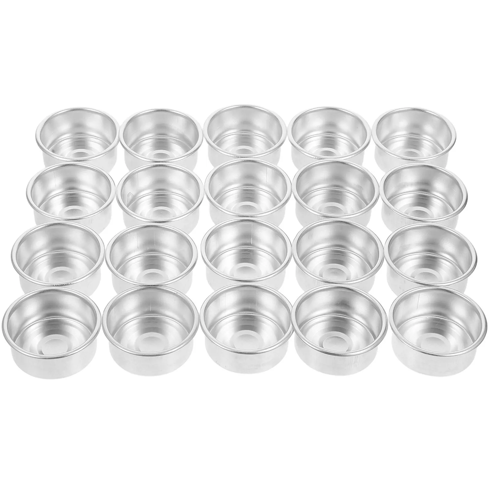 

20pcs Aluminum Cups Round Small Tea Light Holders No Sharp Edges For Diy Making Wedding Birthday Holiday Home