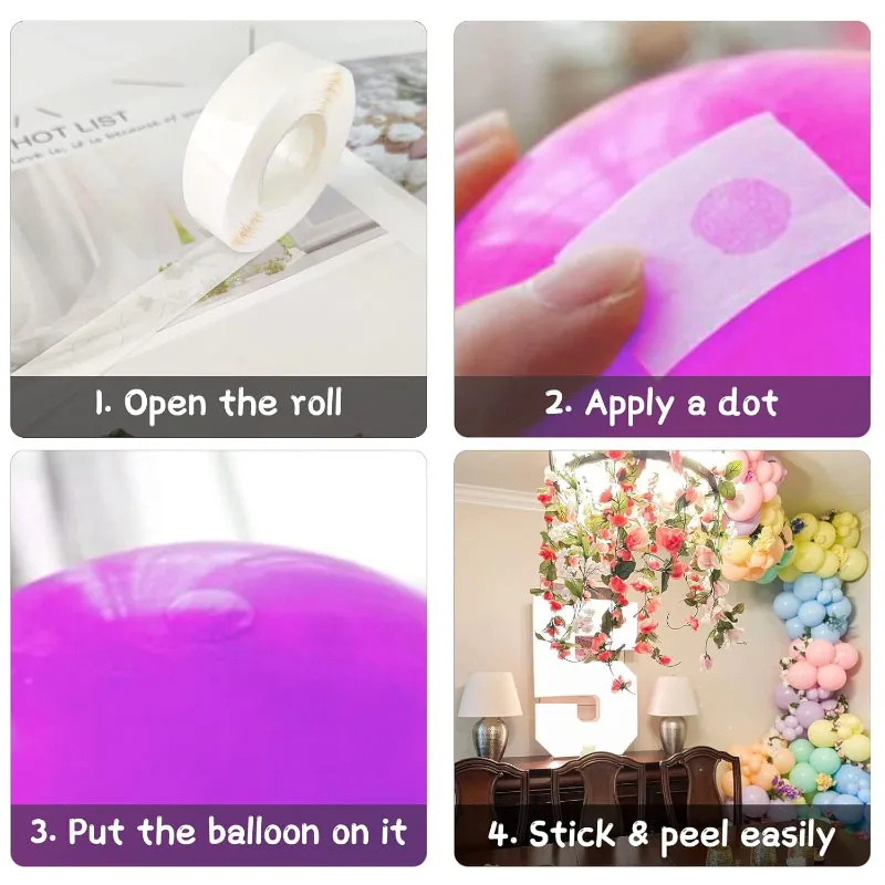 Ballon-Klebepunkte, doppelseitige Klebepunkte, abnehmbare, klare Klebepunkte, rückstandsfrei, für Partydekoration, DIY-Bastelarbeiten, 100-1000 Stück – Detail 6