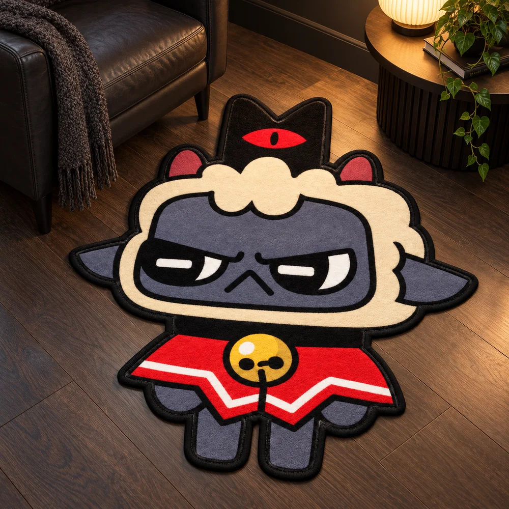Dark Lamb Red Cloak Crown Shaped Area Rug Cult of the L-Lamb Flannel Indoor Mat for Bedroom Living Room Entryway Indoor Carpet