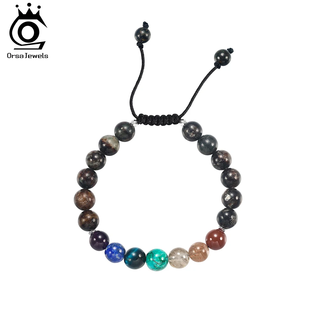 

ORSA JEWELS Colorful Stone Beads Bracelet For Women Men Exquisite Dainty Gifts Healing Stone Handmade Jewelry Accessories GMB107
