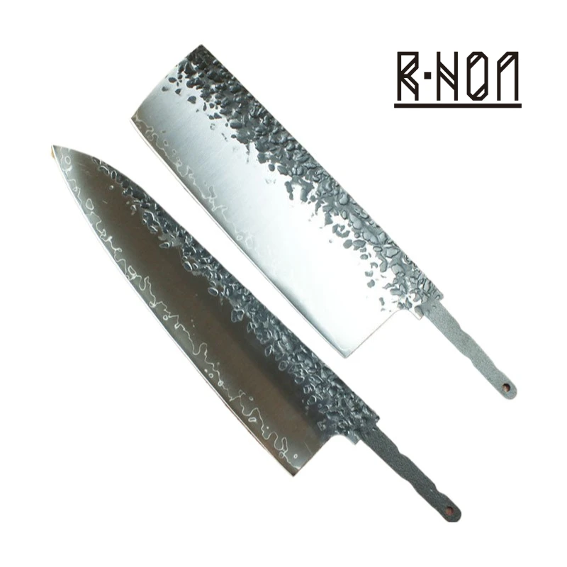 RHON Forged Hammer S/S 9Cr18 Clad Steel Kitchen Knives Black Painting Gyuto Beef Slicing Vegetable Choping Japanese Nakiri Knife