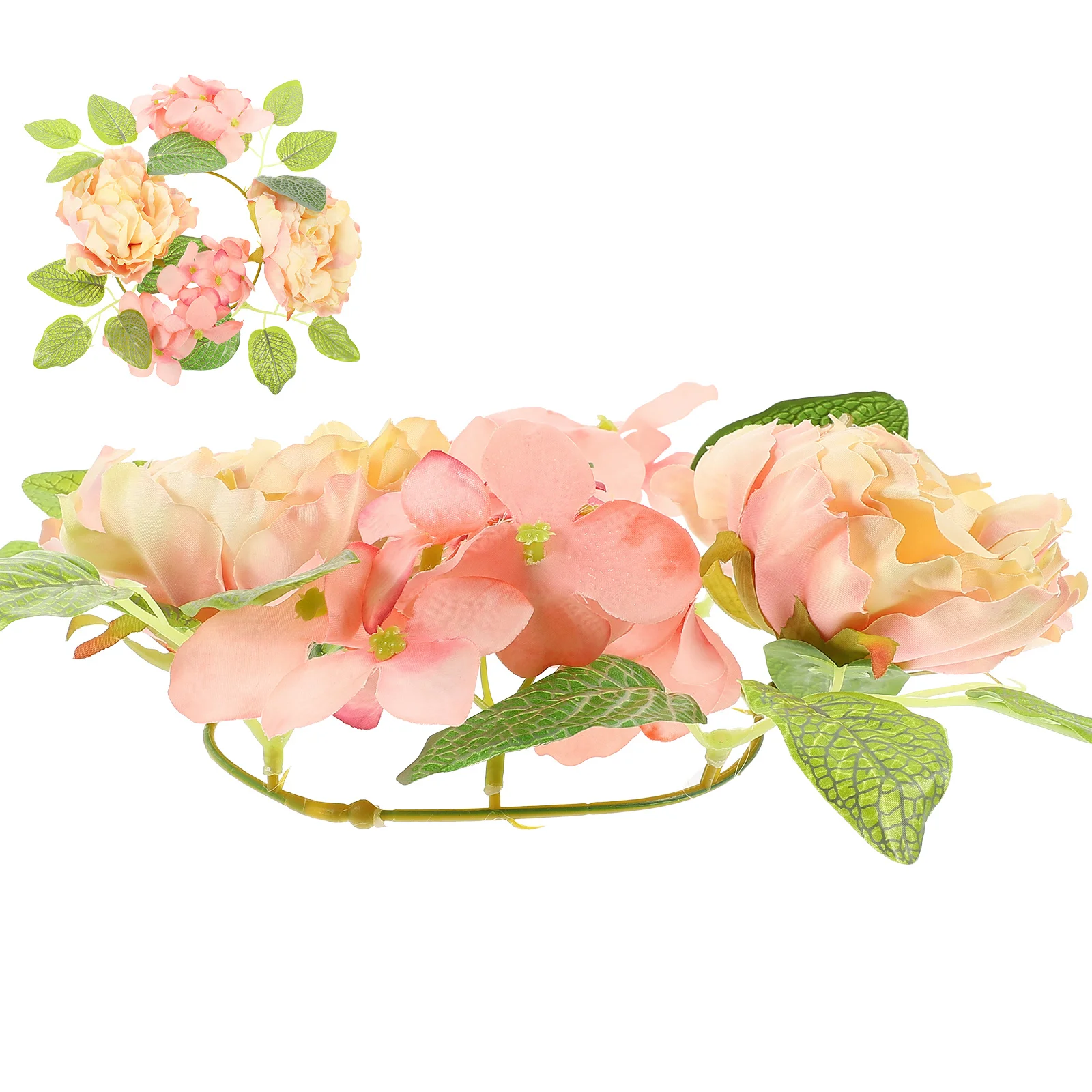 

Artificial Flower Ring Wreath Decorative Table Centerpiece for Wedding Party Home Decor Photography Prop
