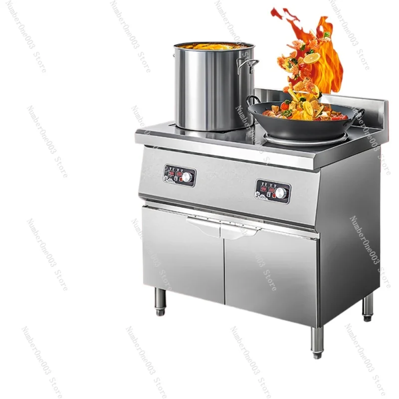 Commercial Induction Cooker Double Stove Cabinet Type Flat Induction Cooker Stir-frying Concave 5kw High-power Fire Stove