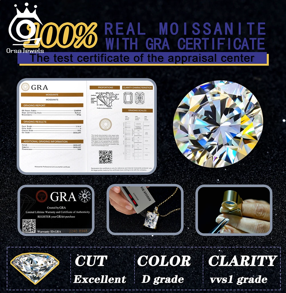 ORSA JEWELS Daily 0.5-3CT Moissanite Studs Earrings for Women S925 Silver D Color VVS Bride Wedding Diamond Studs Ear GRA SMOE02 - Image 6