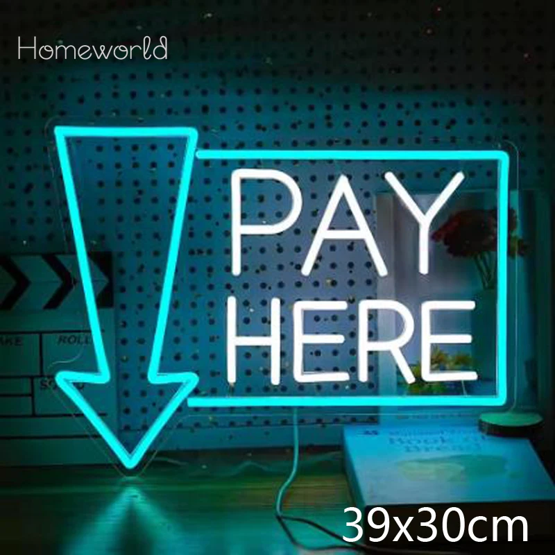 

Pay Here LED Neon Sign Dimmable Night light used for Bar Club Hotel Shop Decor Business Party Outdoor Neon Decor