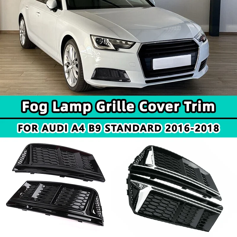 

2X Front Fog Light Lamp Grille Grill Cover For Audi A4 B9 2016 2017 2018 Standard Honeycomb Front Bumper Grills Car Accessories