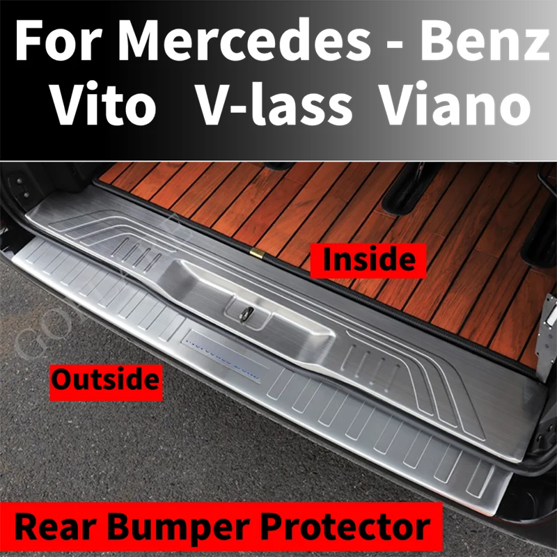 Car Accessories For Mercedes-Benz Vito Metris Valente W447 V-Class 2014-2023 Rear Trunk Bumper Protector Trunk Tread Plate Cover