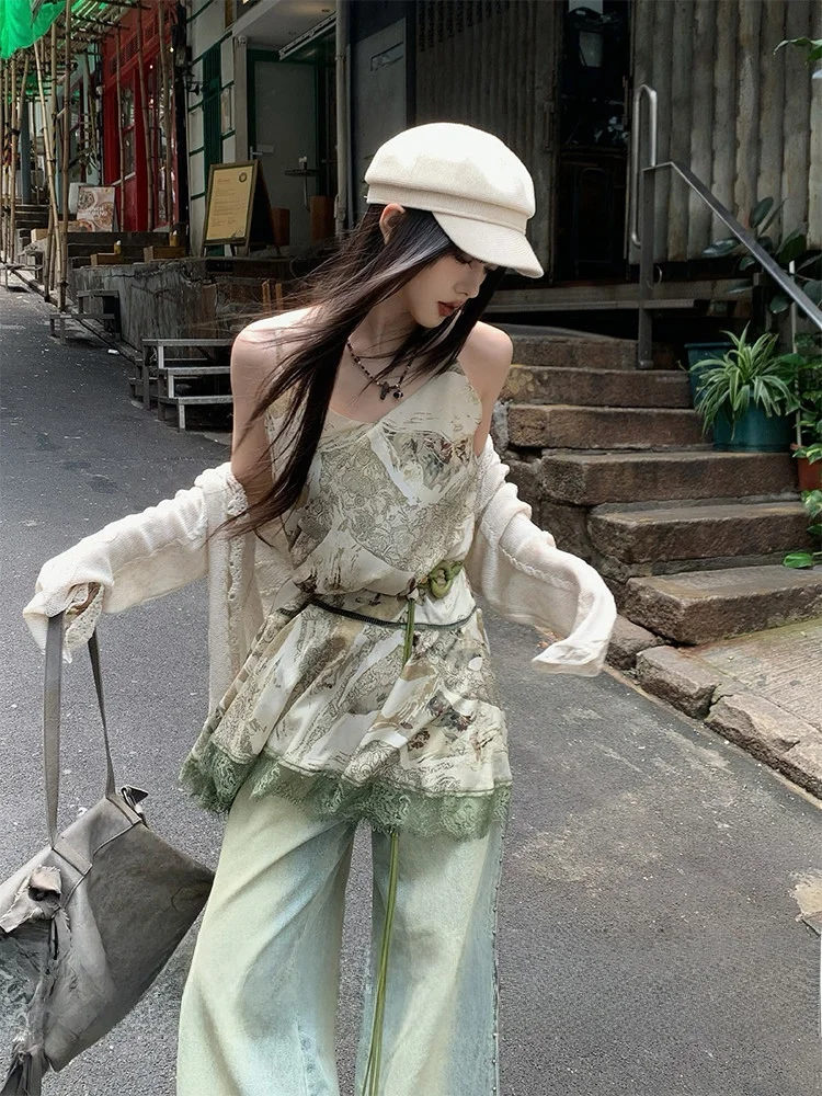 

Платье с V-образным вырезом и ретро-принтом, женское, летнее, новый дизайн, в отпускном стиле, асимметричный топ, повседневное, с высокой талией, из мягкого полиэстера.