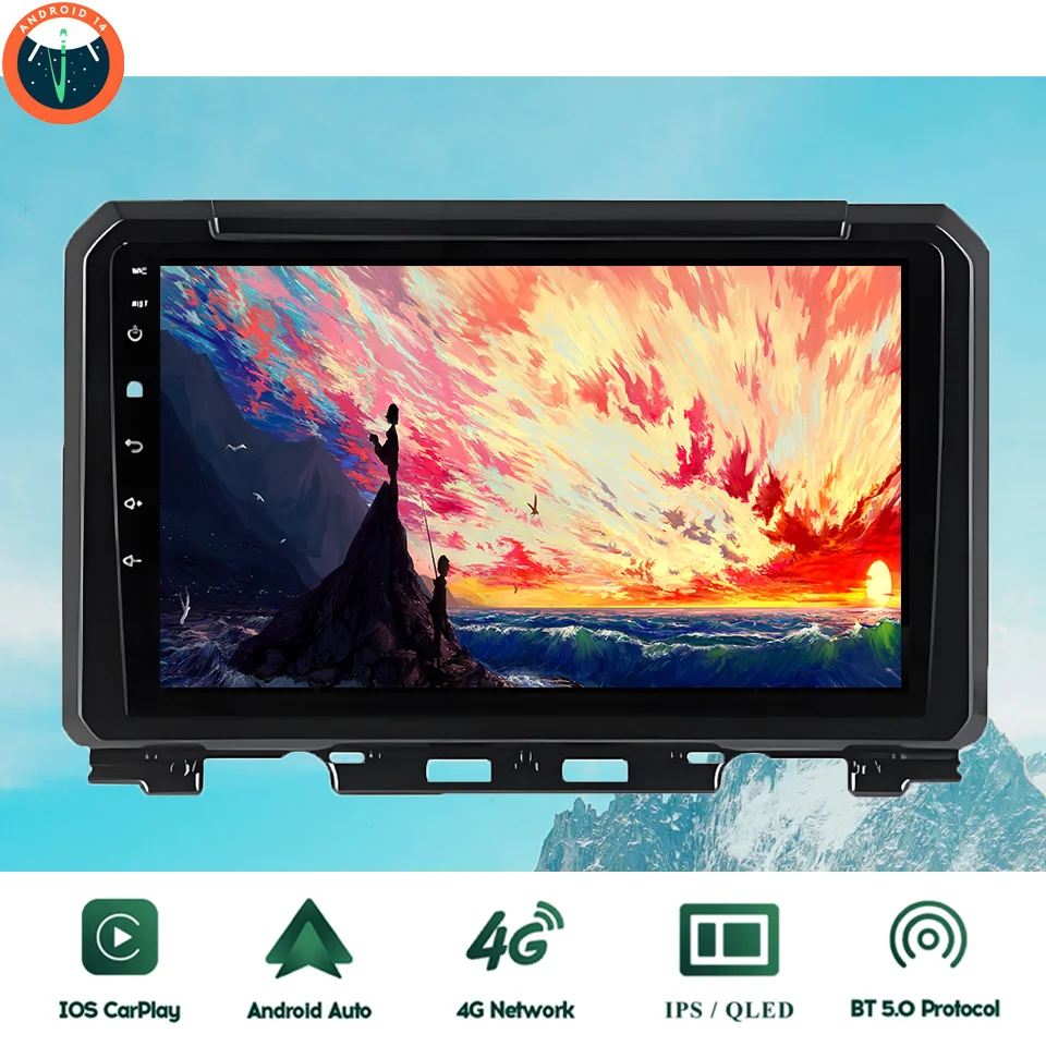 9‘’ QLED Android 14 8G Ram Car GPS Navi Music Video Multimedia Player For Suzuki Jimny 2018 - 2020 Auto Stereo Head Unit Carplay