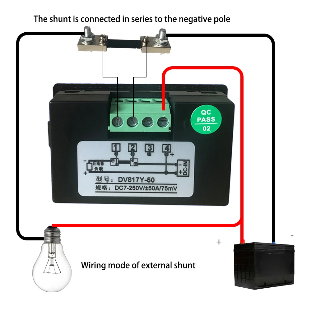 DC 7-250V 1A 5A 50A 100A 200A Digital Voltmeter Ammeter Dual Display Voltage Detector Current Meter Panel Amp Volt Gauge DV817Y