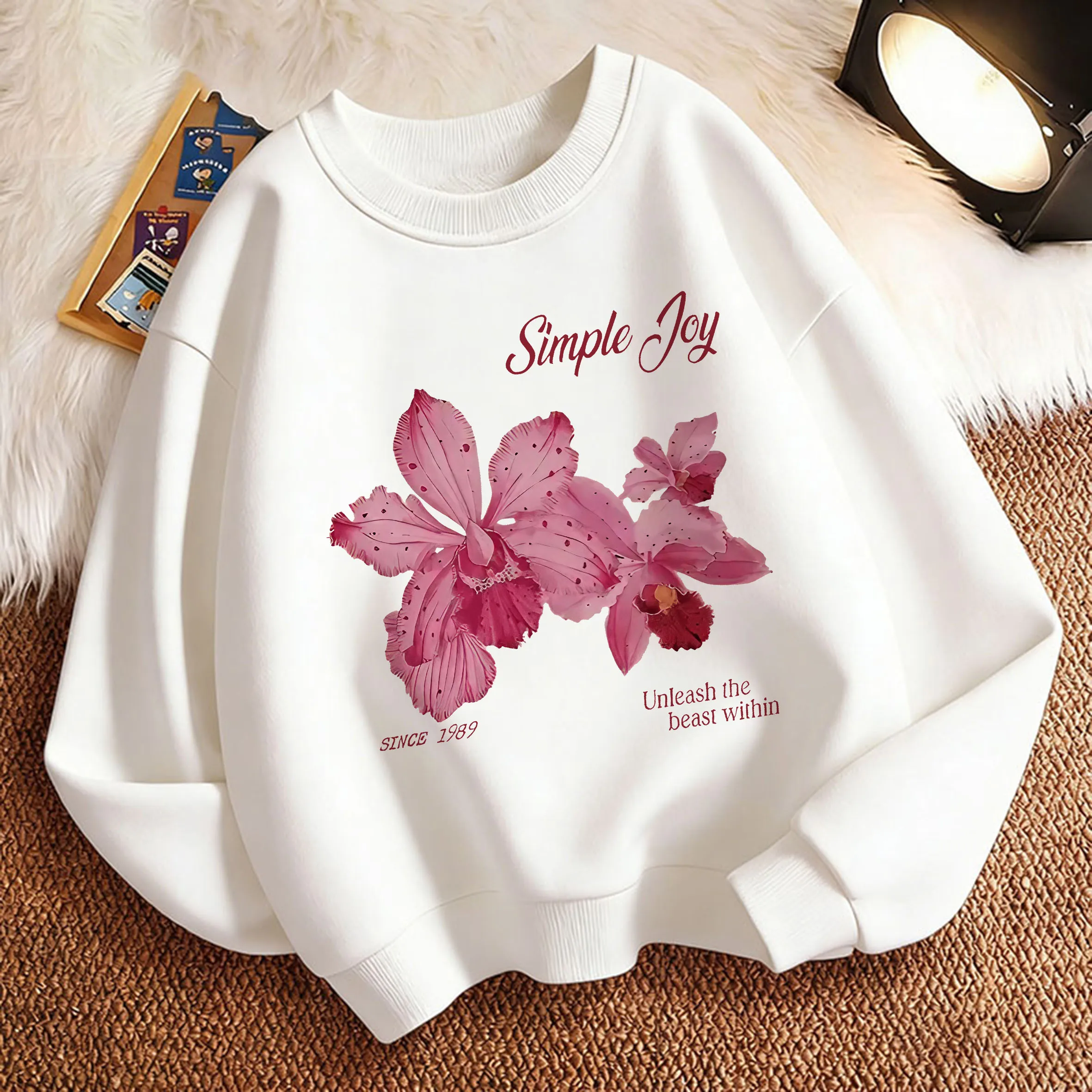 Frühlings-Pullover mit Blumendesign, Rundhals-Kapuzenpullover mit Grafikdruck für Jungen/Mädchen, Kinder-Sweatshirt