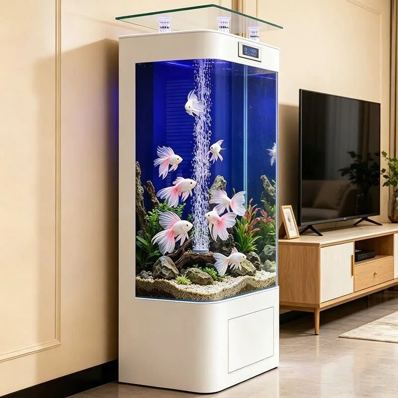 Mid Size Vertical Glass Aquarium, Smart Integrated Filter, Eco Water Recirculation