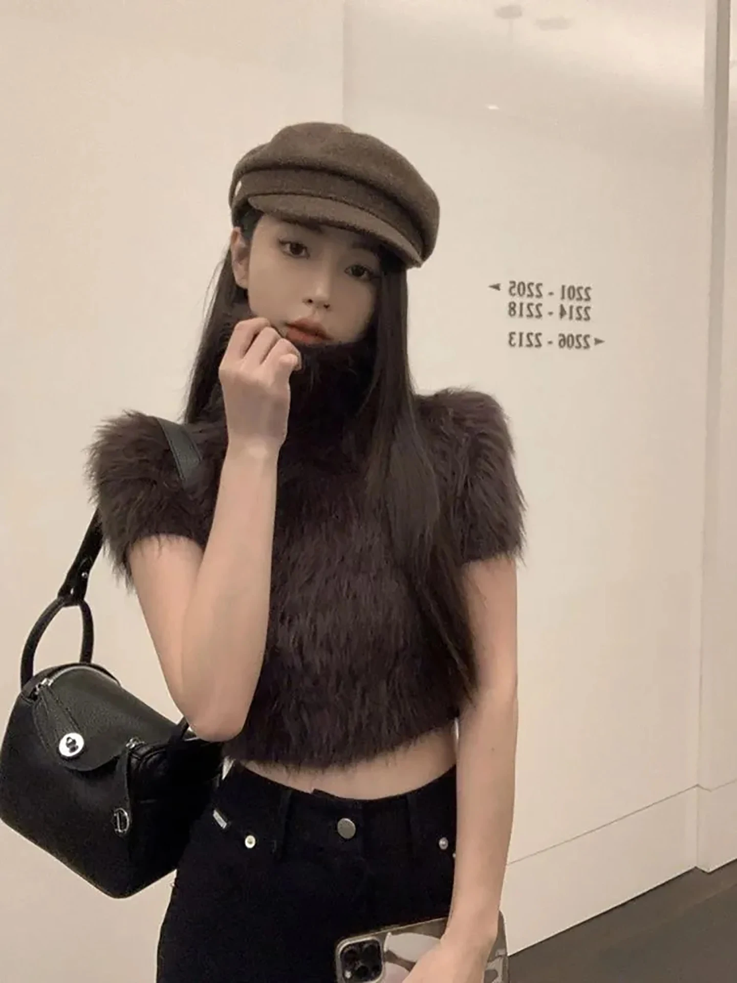 

Ce Brown High Collar Sweater Women's Slim Fit ort Sve Faionable Inner Wear Top for Autumn Winter New Arrival