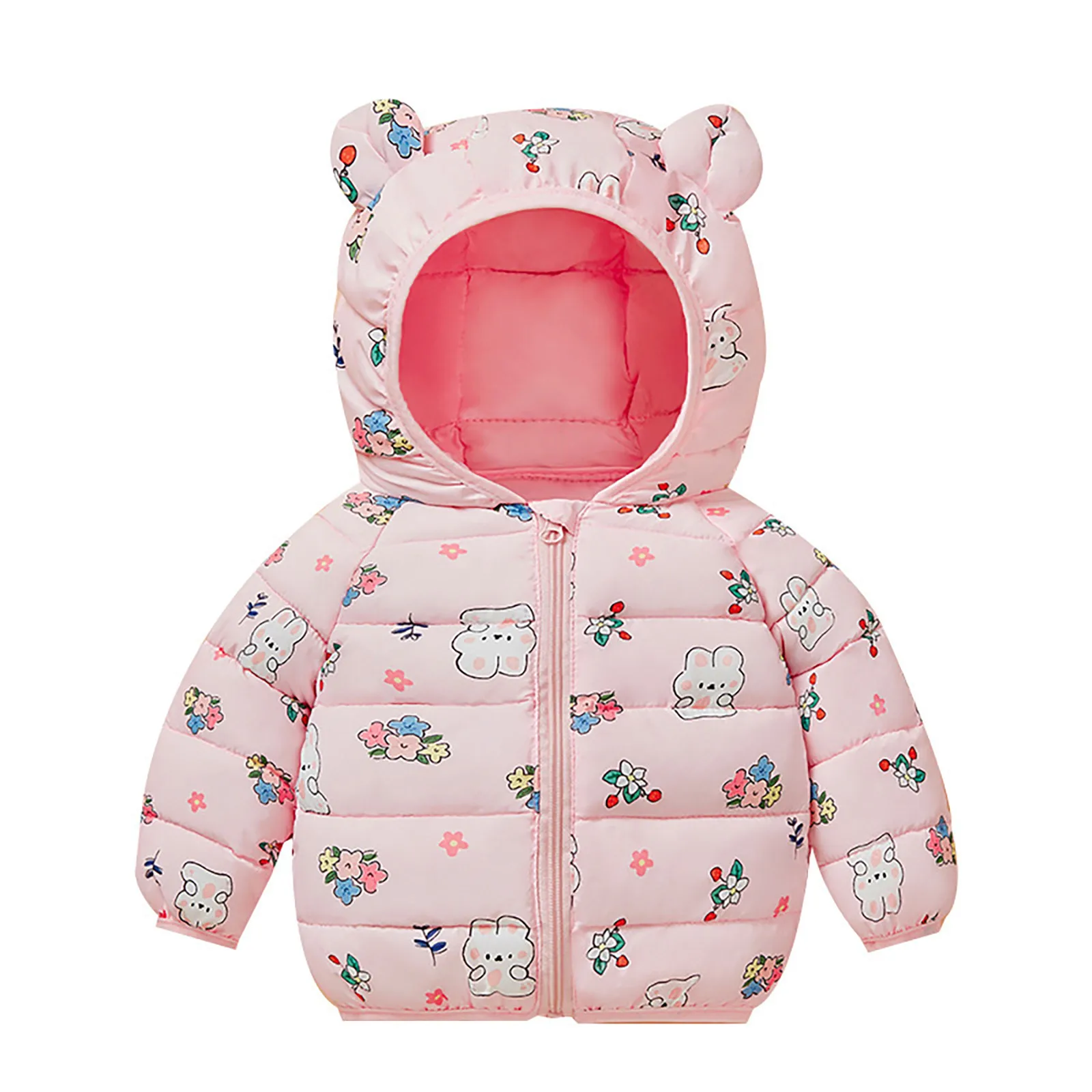 Cartoon Cute Girl Padded Coat Hooded Coat Children's Down Cottonpadded Coat Winter 2024 New Toddler Girls Outerwear Jacket 4t