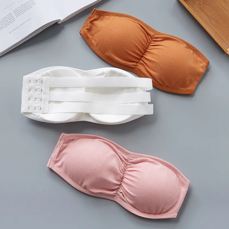 Sujetador sin tirantes con almohadillas extraíbles para mujer, ropa interior Sexy, Top de tubo, lencería Invisible de una pieza sin espalda, tanques