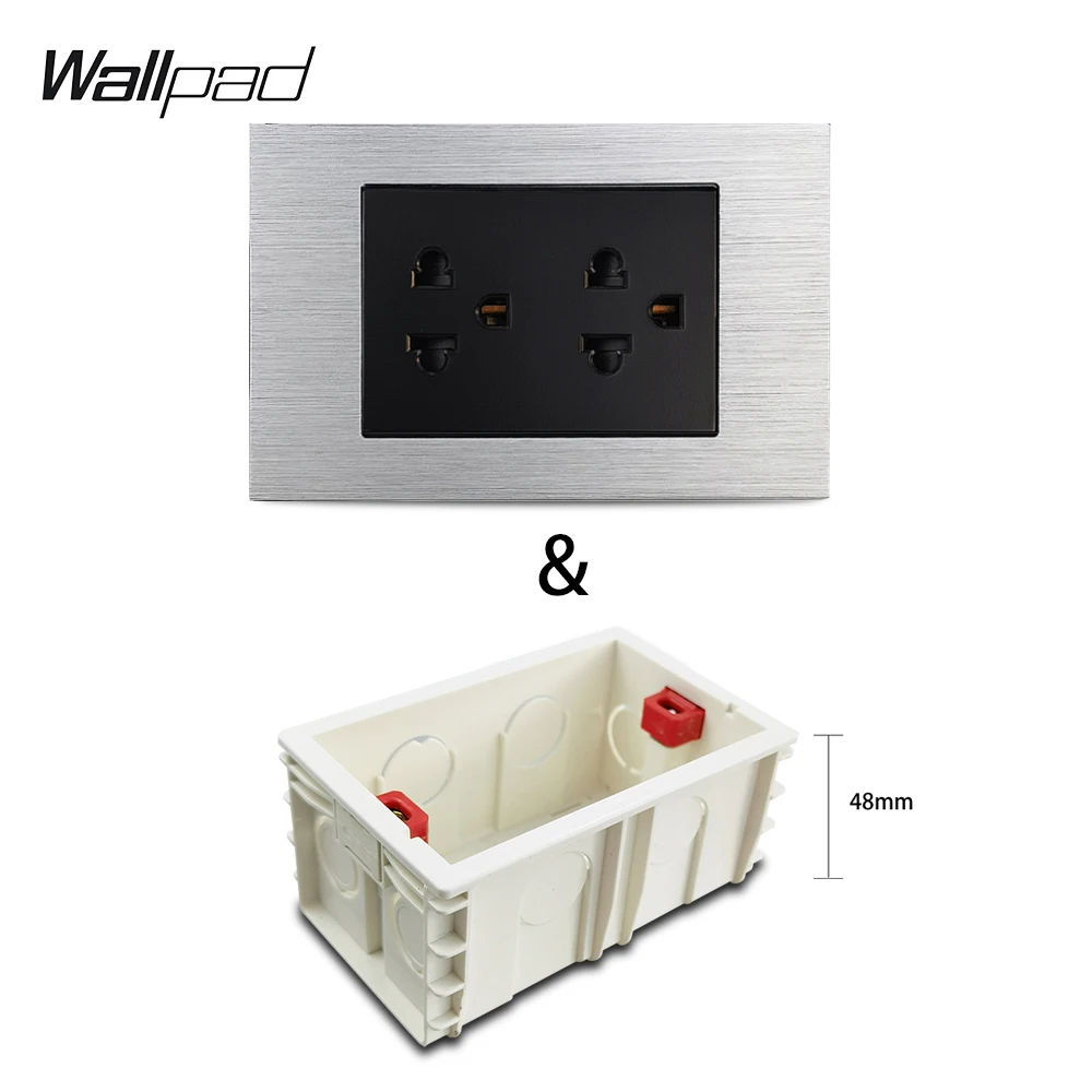 Silber Doppel UNS Buchse 118*72mm Wallpad L3 Aluminium Rahmen 2 USA Kanada Thailand Universal Wand Elektrische Power buchse – Detail 5