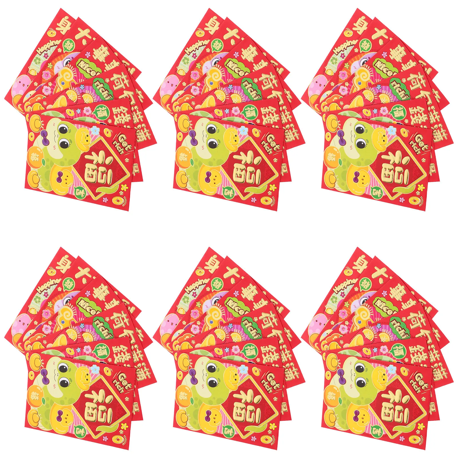 

36Pcs Red Envelopes Cartoon Paper Material Versatile Use for Chinese New Year Lucky Money Envelopes Traditional Spring Festival