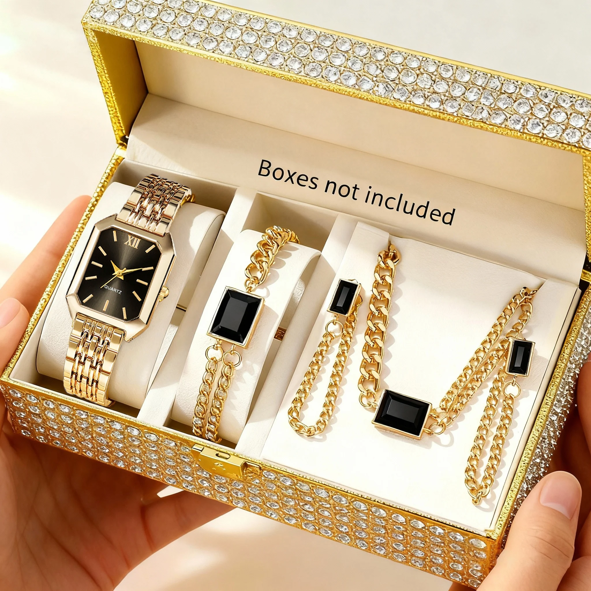 5PCS/Set Elegant Rectangle Women Watches Fashion Ladies Quartz Wristwatch Jewelry Set Reloj Mujer Girls Clock GiftWithout Box