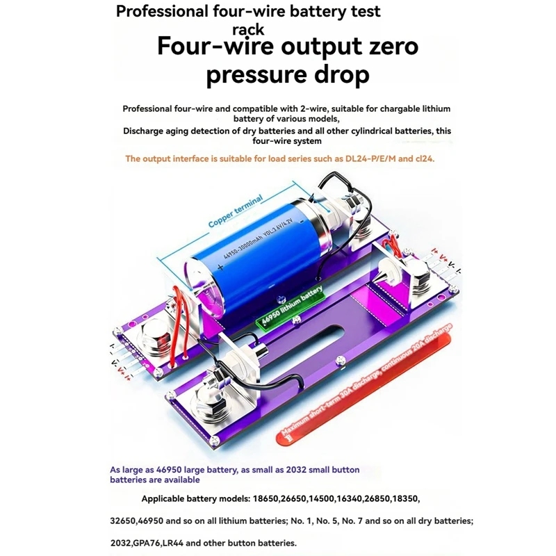 20A 4Wrie Battery Tests Stand 18650 Internal Resistance Capacity Tester Fixture Seat Current Voltage Meter Detection BOX