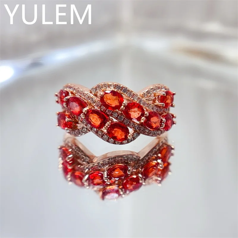 Gemstone Silver Ring Natural sapphire Ring 3x4mm VVS Grade Genuine Garnet 925 Silver Jewelry with 18K Gold Plating