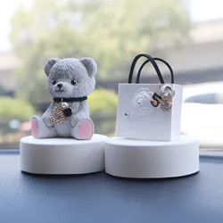 Plaster Shaking Head Bear Car Ornament Auto Center Console Decoration Cute Car Accessories Gifts