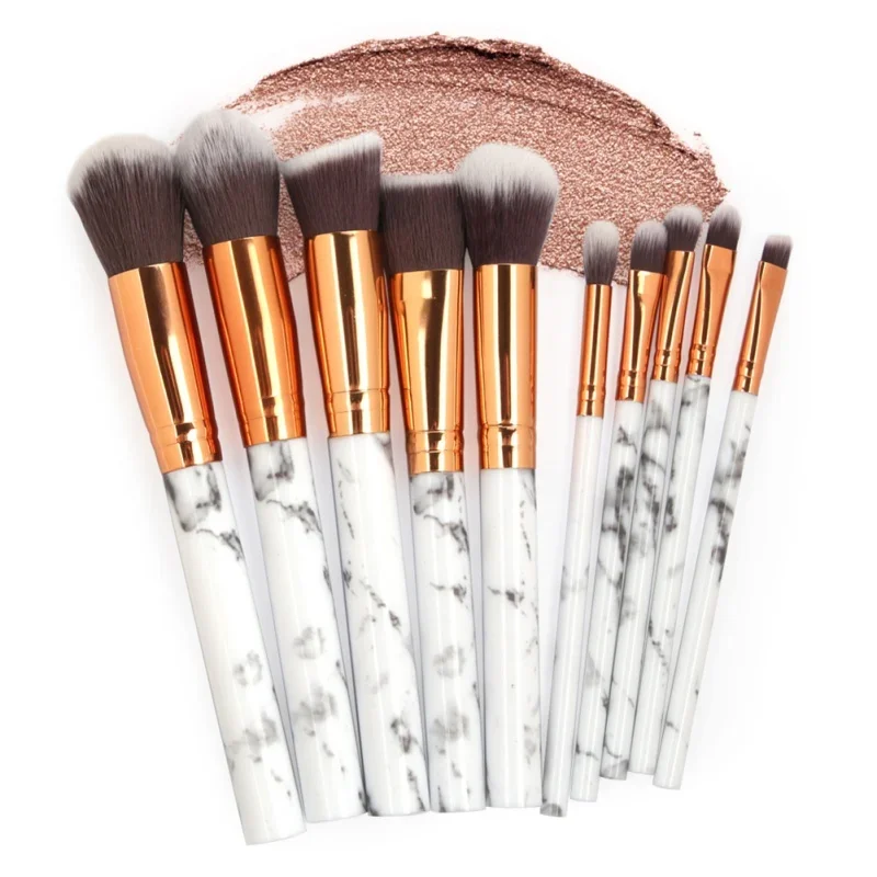 10Pcs/Set Makeup Brushes Set,Marbling Lines Professtional Eyeshadow Lip Eyebrow Powder Foundation Make up Brush Kit