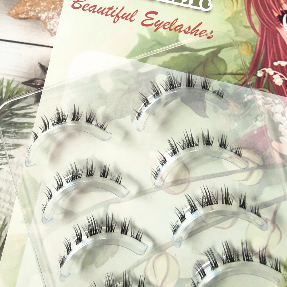 5 Pairs Thick Lower Eyelashes Clear Band Under Eye Lashes Soft Lower Eyelash Handmade Manga Bottom Lashes Makeup Tools