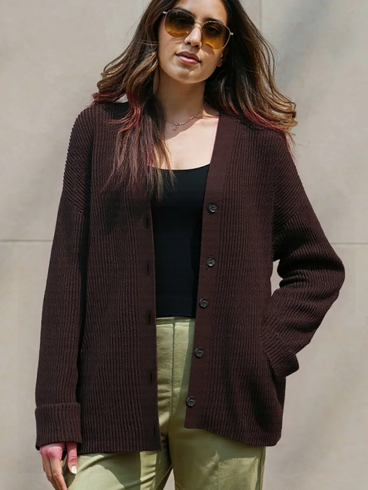 

New Fashion Casual Loose Long Sleeve Cardigan Women's Sweaters Autumn Winter Knitted Sweater Coat Women Single Breasted Outwear