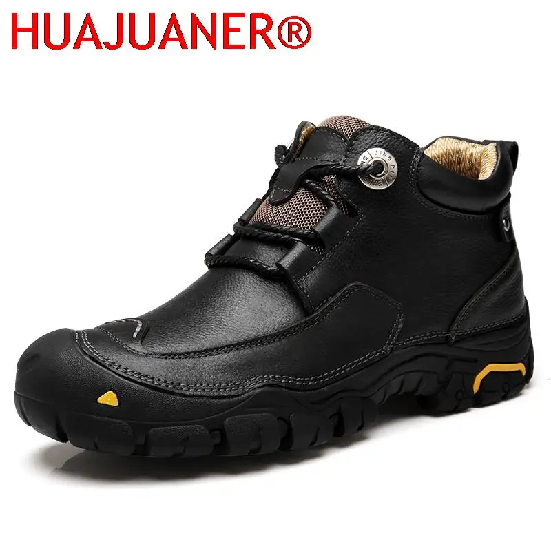 

Plus size 38-46 High Quality Genuine Leather Mens Shoes Casual Ankle Boots Luxury Outdoor shoes Man sneakers Brand Hiking Boots