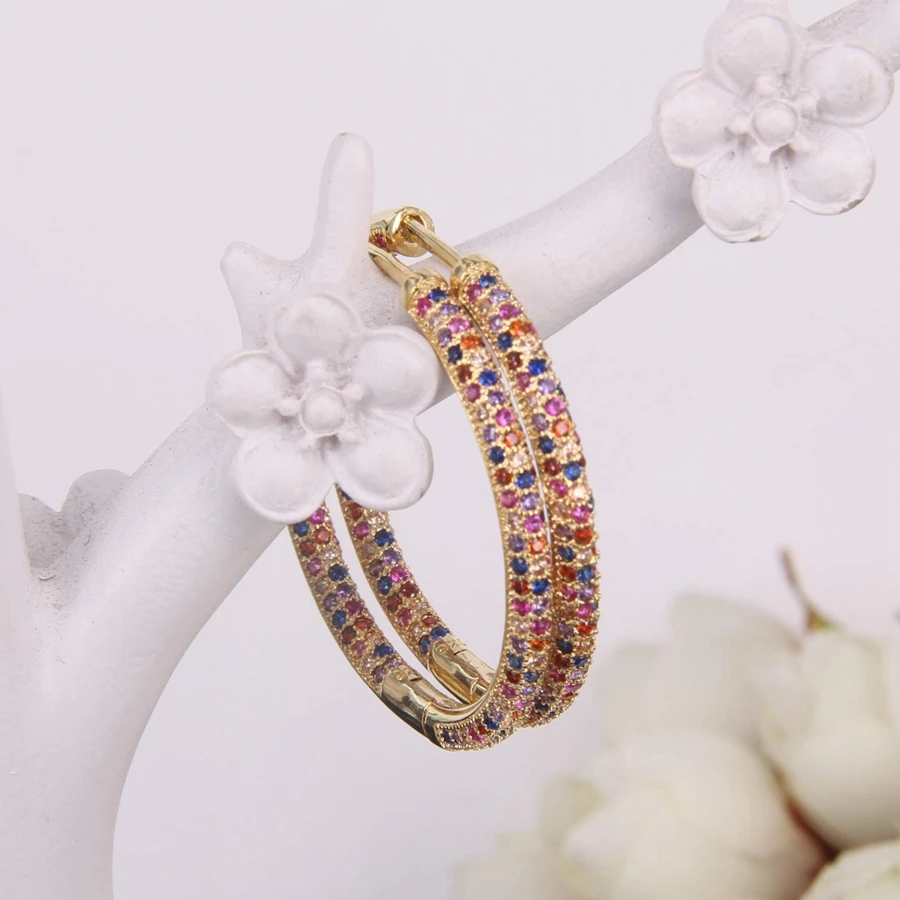 أقراط هيمستون توماس جولد مرصوفة بالكامل من الذهب الوردي، هدية مجوهرات رومانسية للنساء