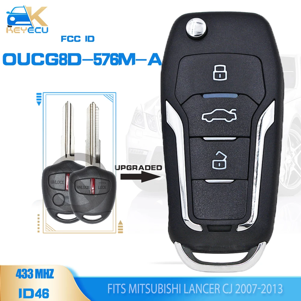 

KEYECU OUCG8D-576M-A Upgraded Flip Remote Car Key Fob 433MHz ID46 Chip for Mitsubishi ASX Grandis I-MEIV Lancer MIT11 Blade