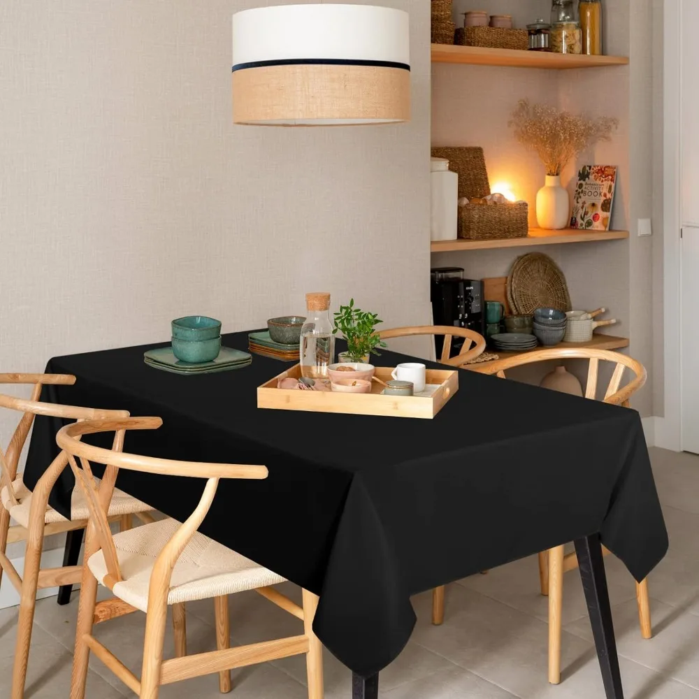 

10 Pack Black Tablecloth ， Rectangle Table Cloth for 6 Feet Tables - Stain and Wrinkle Resistant Washable Polyester Table Cover