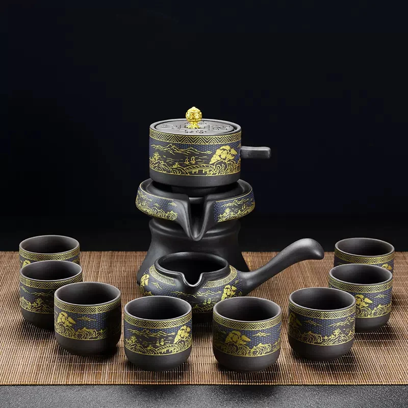 

Kung Fu Semi Automatic Bowl Tea Set Service Porcelain Tea Set Pair Chinese Style Maker Vintage Fincan Takımı Tableware AB50TS