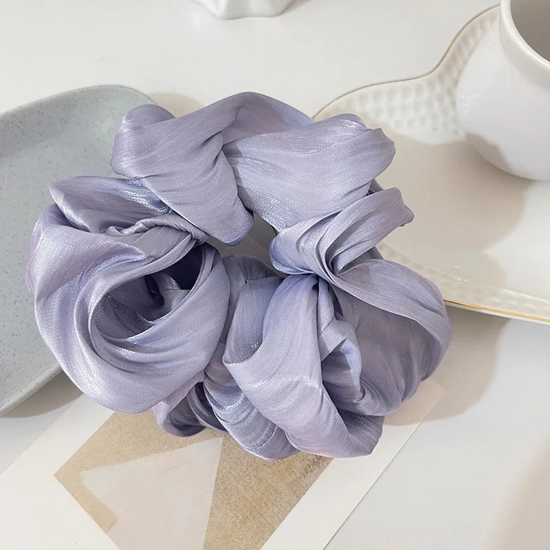 

New high-end fabric large intestine hair ring texture pearlescent fashionable head flower head small ball hair rope women