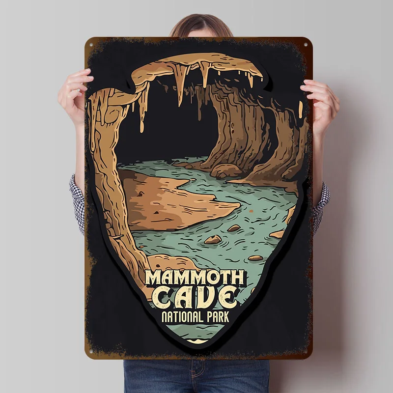 Vintage Mammoth Cave National Park Tinplate Poster Custom Wall Art Vintage Metal Signs Retro Tin Plaque for Room Decor Men Home