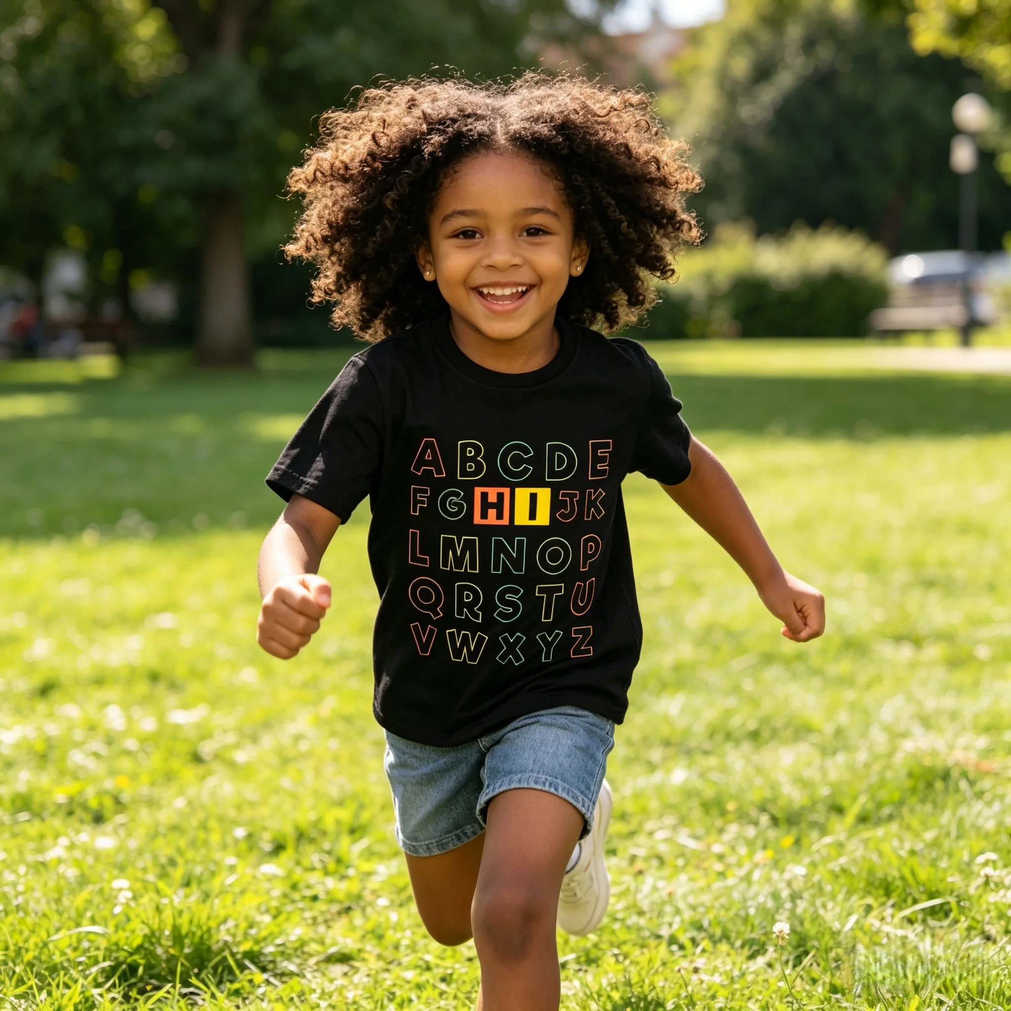 ABC Alphabet Learning Fun Round Neck Cotton Kids T-Shirt Soft Comfortable Machine Washable for Educators Casual Gift