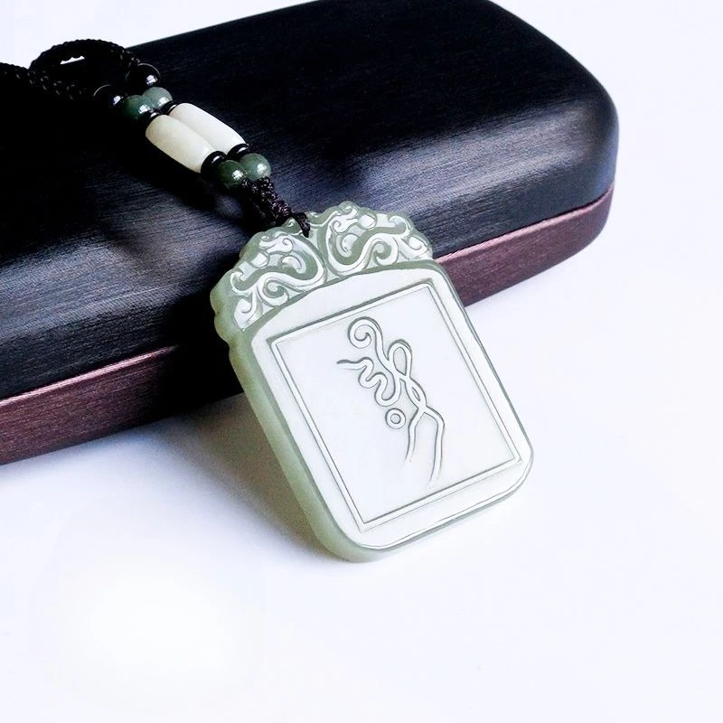 

Secret taboo eight Wei Zhenwen five thunder order Hetian jade pendant pendant jade tag handle