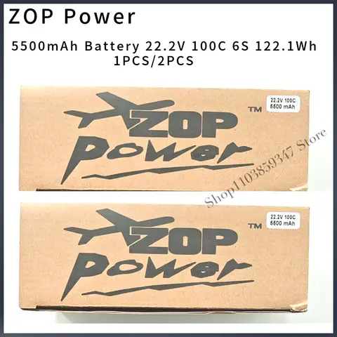 In Store 5500mAh Battery ZOP Power 22.2V 100C 6S 122.1Wh LiPo Batteries XT60 Plug for RC Drone 1pcs/2pcs