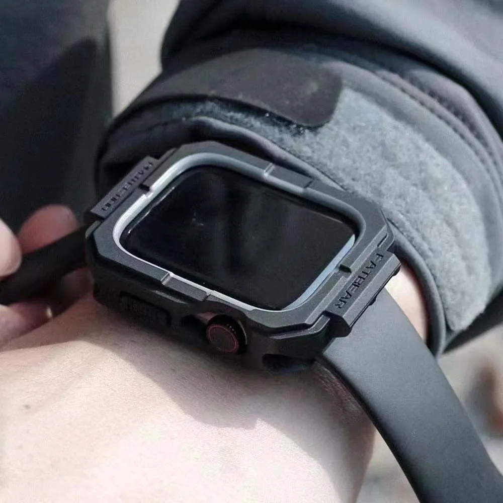 FatBear для Apple Watch 7 S7 iWatch 41 мм 45 мм тактический военный класс прочный ударопрочный армированный защитный корпус кожаный чехол