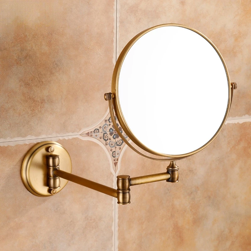 

Antique European bathroom make-up mirror Retractable wall double-sided mirror 8 inches