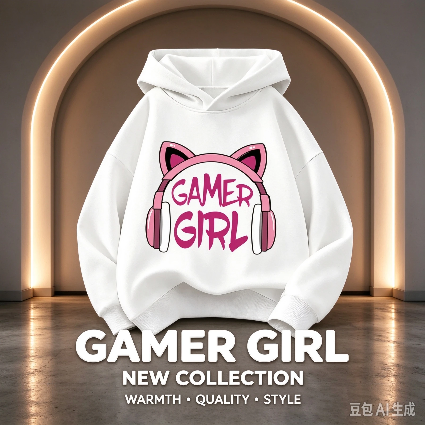 GAMER GIRL Cat Ear Headphones Hoodie  Kids Pullover Sweatshirt