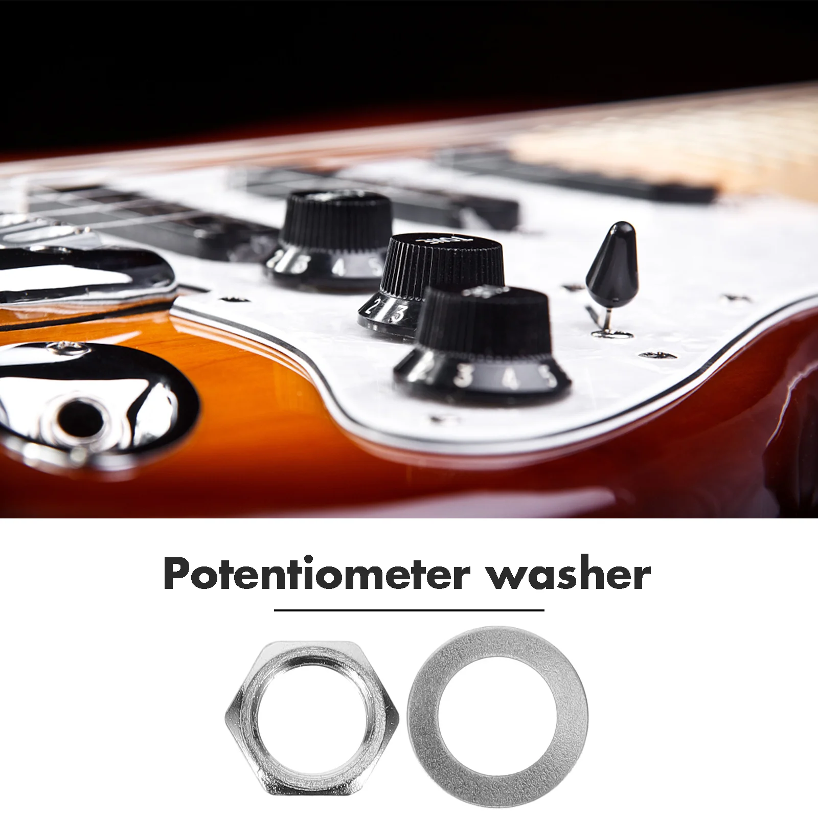 

1Set Guitar Accessories Potentiometer Washer Nut Metal Durable for DIY Electric Guitar Upgrade Sound Quality Improvement